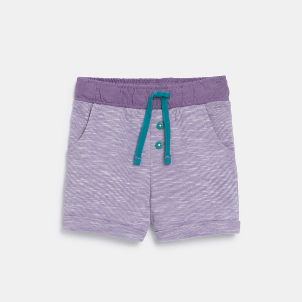 تيشيرت بطبعة المحيط وشورت محبوك فاخر باللون البنفسجي للأولاد الصغار